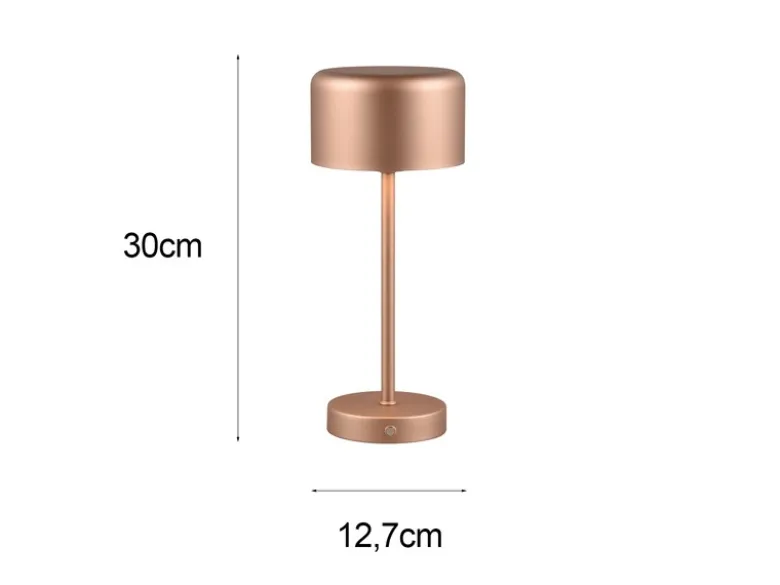 Akku Tischleuchte JEFF per USB aufladbar, Sensordimmer, Coffee, Höhe 30cm