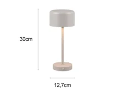 Akku Tischleuchte JEFF per USB aufladbar, Sensordimmer, Hellgrau, Höhe 30cm