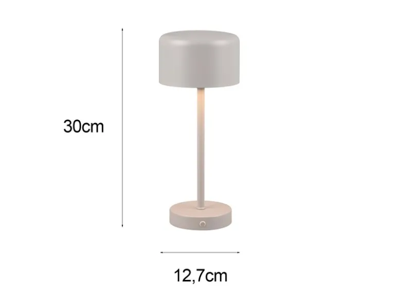 Akku Tischleuchte JEFF per USB aufladbar, Sensordimmer, Hellgrau, Höhe 30cm