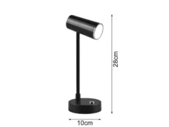 Akku Tischleuchte LENNY per USB aufladbar Sensordimmer Schwarz, 28cm