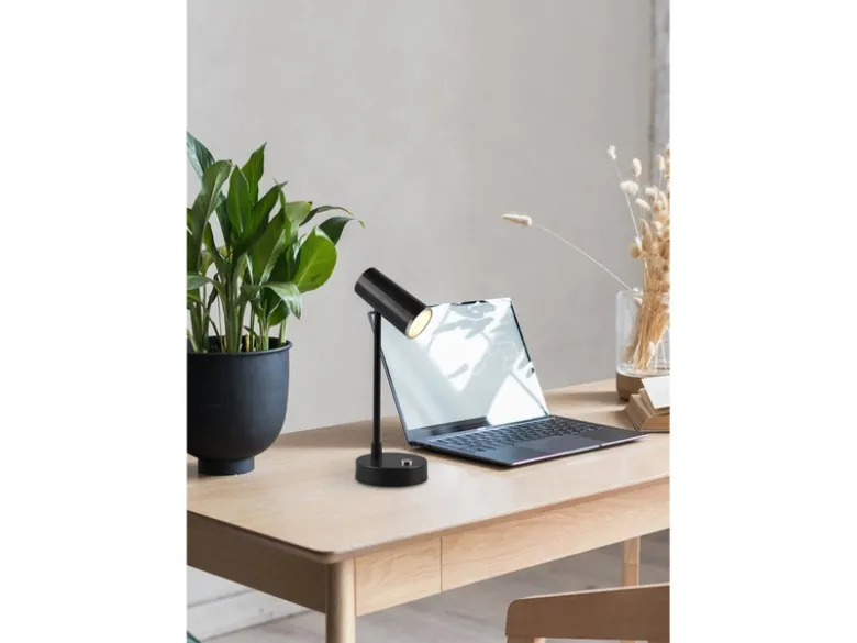 Akku Tischleuchte LENNY per USB aufladbar Sensordimmer Schwarz, 28cm