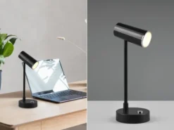 Akku Tischleuchte LENNY per USB aufladbar Sensordimmer Schwarz, 28cm