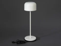 Akku Tischleuchte LILLE per USB aufladbar, Weiß Höhe 36cm