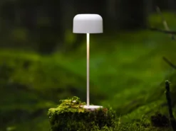 Akku Tischleuchte LILLE per USB aufladbar, Weiß Höhe 36cm