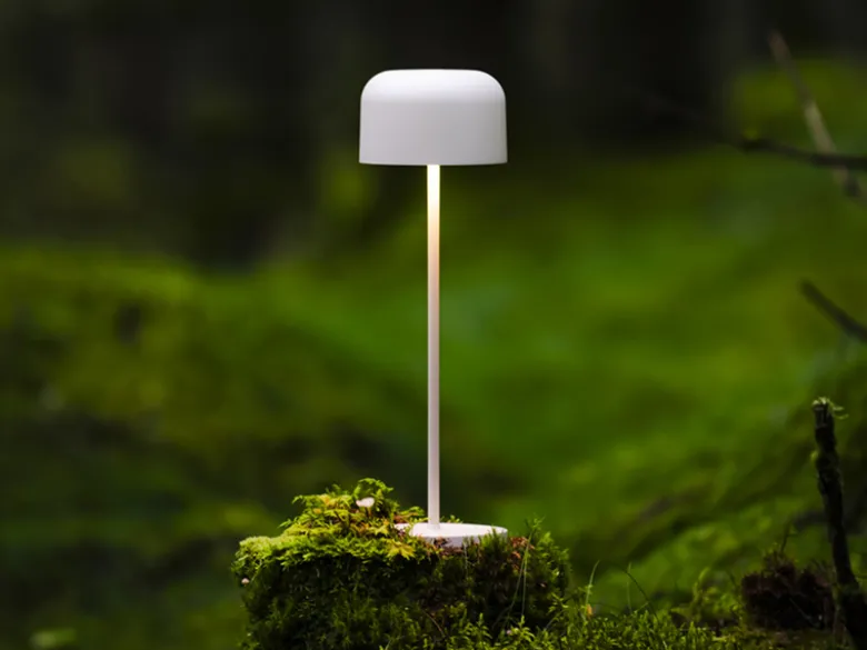 Akku Tischleuchte LILLE per USB aufladbar, Weiß Höhe 36cm