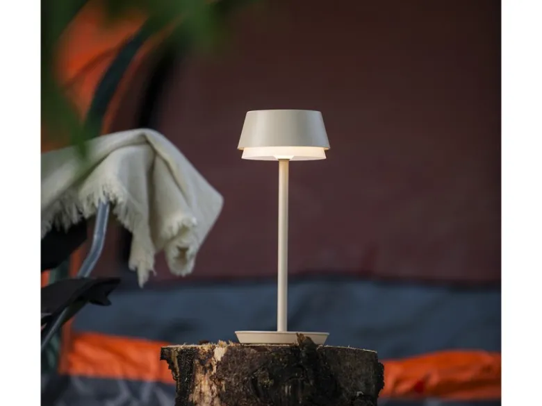 Akku Tischleuchte LYON für Outdoor dimmbar, kabellos in Sandfarben, 30cm