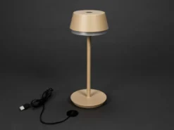 Akku Tischleuchte LYON für Outdoor dimmbar, kabellos in Sandfarben, 30cm