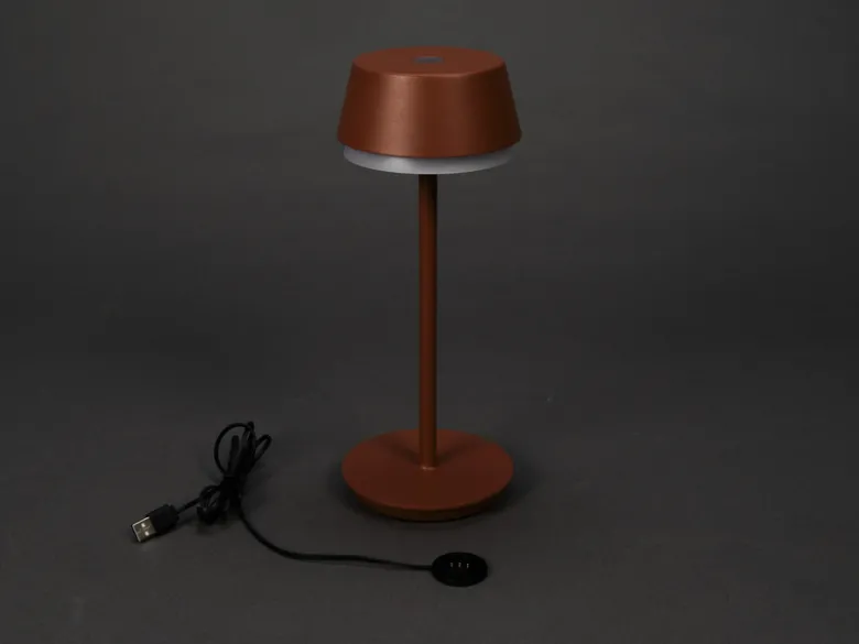 Akku Tischleuchte LYON für Outdoor dimmbar, kabellos in Terracotta, 30cm