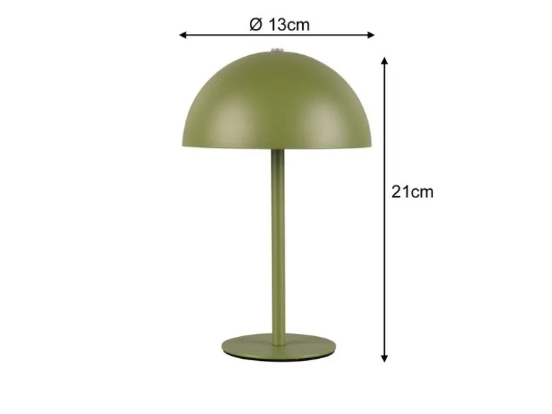 Akku Tischleuchte MUNOZ Grün dimmbar & per USB aufladbar, Höhe 21cm