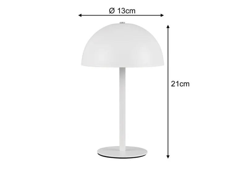 Akku Tischleuchte MUNOZ Weiß dimmbar & per USB aufladbar, Höhe 21cm