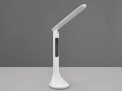 Akku Tischleuchte PATTY Info Panel per USB aufladbar Weiß dimmbar, Höhe 34cm