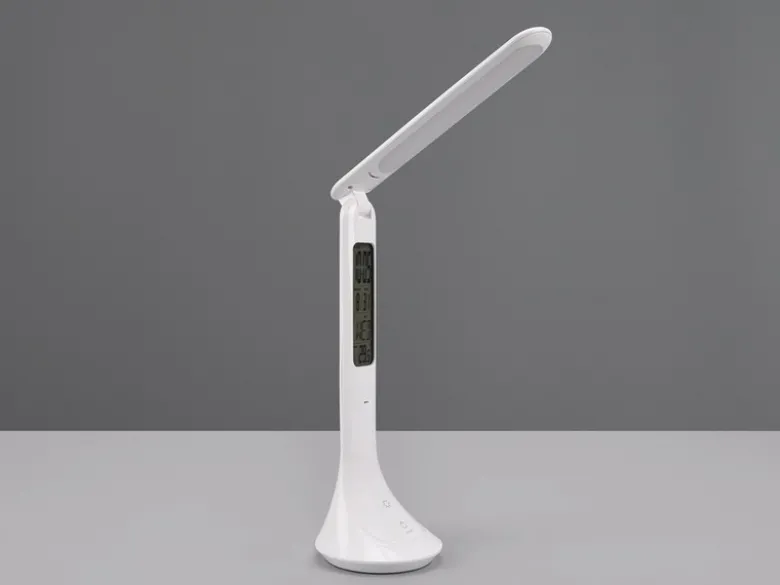 Akku Tischleuchte PATTY Info Panel per USB aufladbar Weiß dimmbar, Höhe 34cm