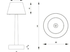 Akku Tischleuchte VIDAL kabellos, dimmbar für Innen & Außen Schwarz, Höhe 24,5cm