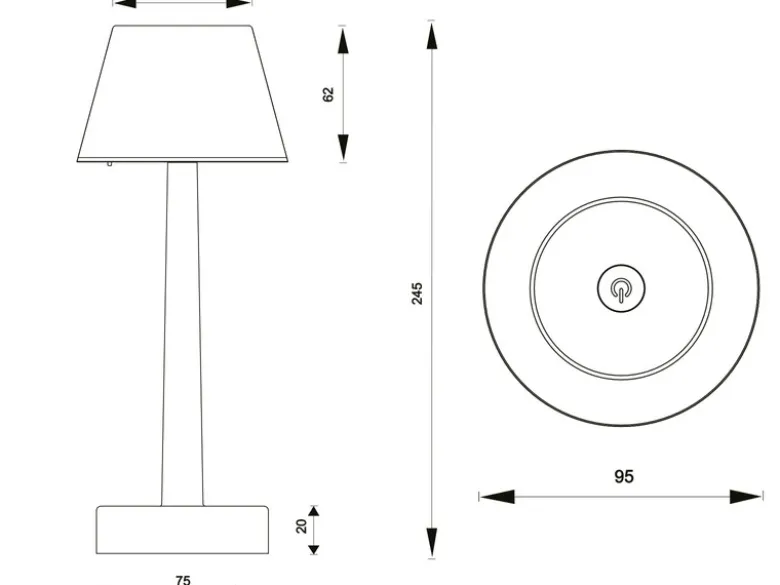 Akku Tischleuchte VIDAL kabellos, dimmbar für Innen & Außen Schwarz, Höhe 24,5cm