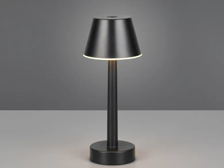 Akku Tischleuchte VIDAL kabellos, dimmbar für Innen & Außen Schwarz, Höhe 24,5cm