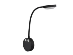 Akku Wand Leselampe dimmbar, Schwarz mit Flexrohr, Höhe 45cm