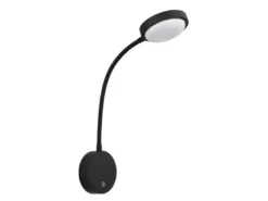 Akku Wand Leselampe dimmbar, Schwarz mit Flexrohr, Höhe 45cm