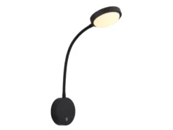 Akku Wand Leselampe dimmbar, Schwarz mit Flexrohr, Höhe 45cm
