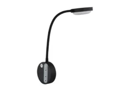 Akku Wand Leselampe dimmbar, Schwarz mit Flexrohr, Höhe 45cm