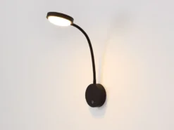 Akku Wand Leselampe dimmbar, Schwarz mit Flexrohr, Höhe 45cm