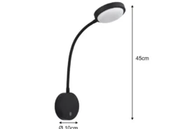 Akku Wand Leselampe dimmbar, Schwarz mit Flexrohr, Höhe 45cm