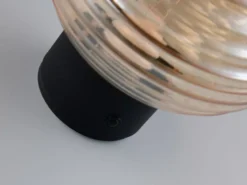 Akku Wandleuchte EARL Glasschirm Bernsteinfarbig dimmbar, Ø 15,5cm
