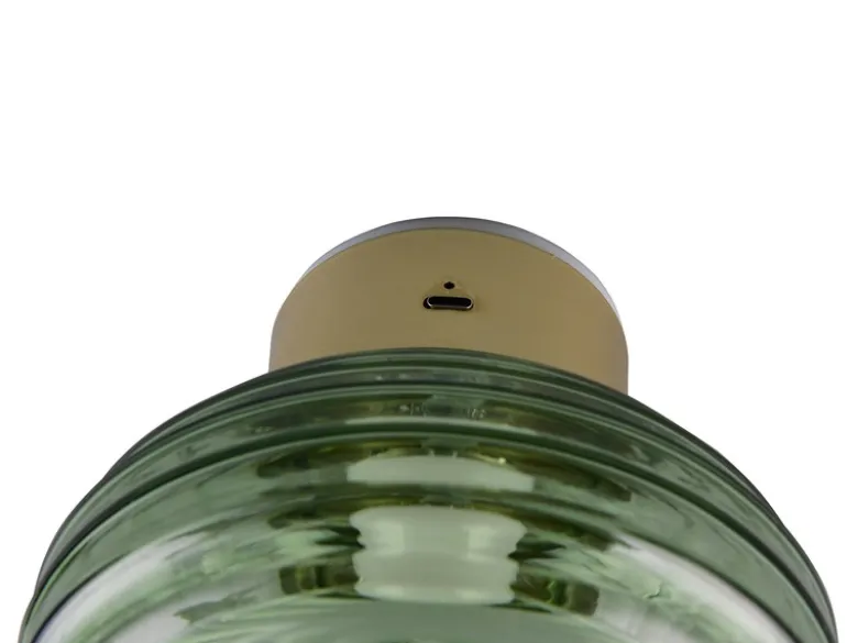 Akku Wandleuchte EARL mit Glasschirm Grün dimmbar, Ø 15,5cm