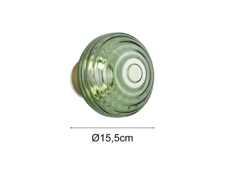 Akku Wandleuchte EARL mit Glasschirm Grün dimmbar, Ø 15,5cm