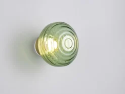Akku Wandleuchte EARL mit Glasschirm Grün dimmbar, Ø 15,5cm