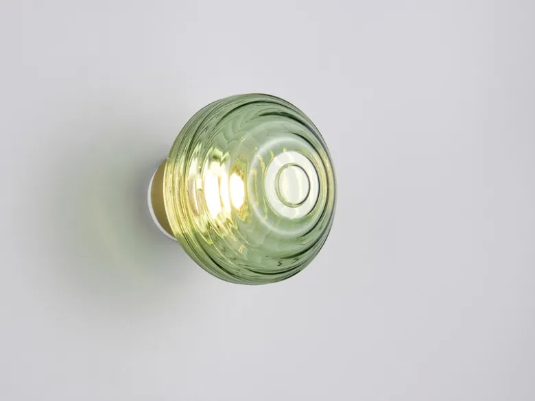 Akku Wandleuchte EARL mit Glasschirm Grün dimmbar, Ø 15,5cm