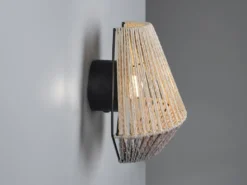 Akku Wandleuchte LIRA per USB aufladbar, Lampenschirm aus Papiergarn, Höhe 19cm