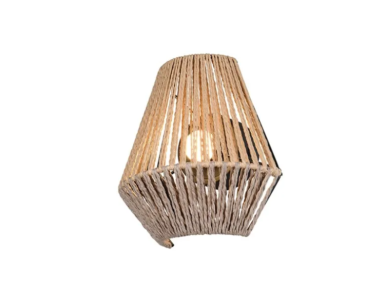 Akku Wandleuchte LIRA per USB aufladbar, Lampenschirm aus Papiergarn, Höhe 19cm