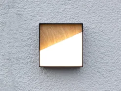 Akku Wandleuchte MEG dimmbar für Innen & Außen zum Kleben, Holzoptik, 15cm