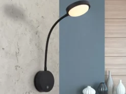 Akku Wandleuchte PEGASI dimmbar, Schwarz mit Flexrohr, Höhe 45cm