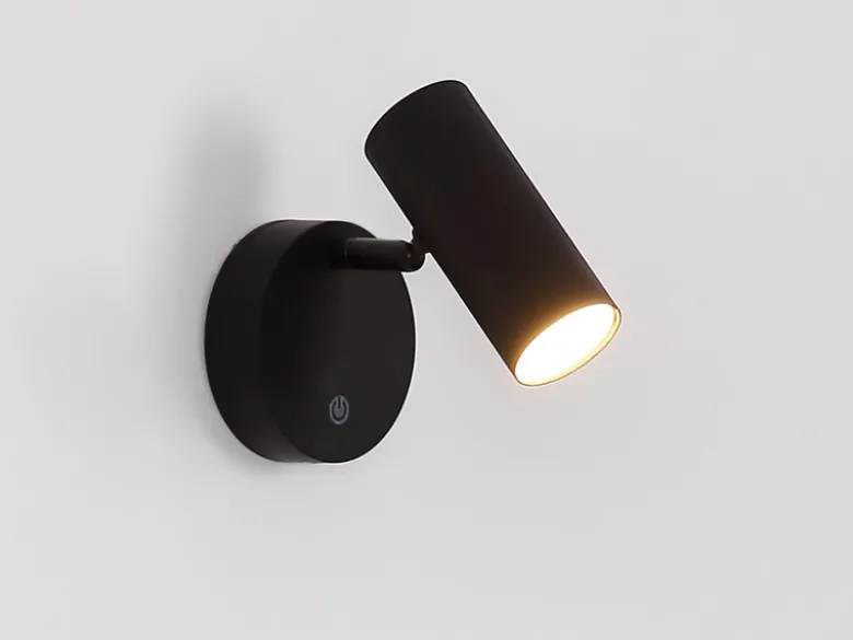 Akku Wandstrahler ALLVI Schwarz kabellos ohne Stromanschluss, Breite 10cm