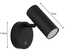 Akku Wandstrahler Schwarz kabellos ohne Stromanschluss, Breite 10cm