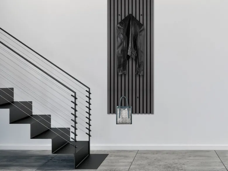 Akustikpaneel Garderobe GWEN in Eiche-Schwarz, Höhe 125cm