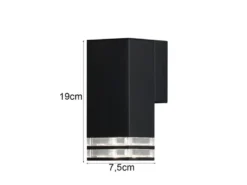 ALU Außenwandleuchte POLLUX Down Light Schwarz Effektstreifen IP44, Höhe 19cm