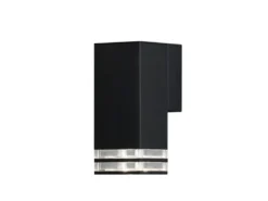 ALU Außenwandleuchte POLLUX Down Light Schwarz Effektstreifen IP44, Höhe 19cm