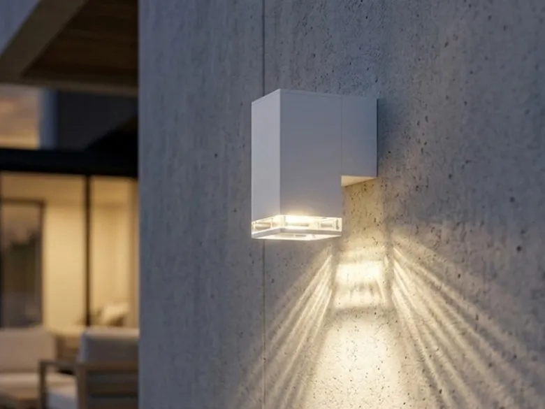 ALU Außenwandleuchte POLLUX Down Light Weiß Effektstreifen IP44, Höhe 16,5cm