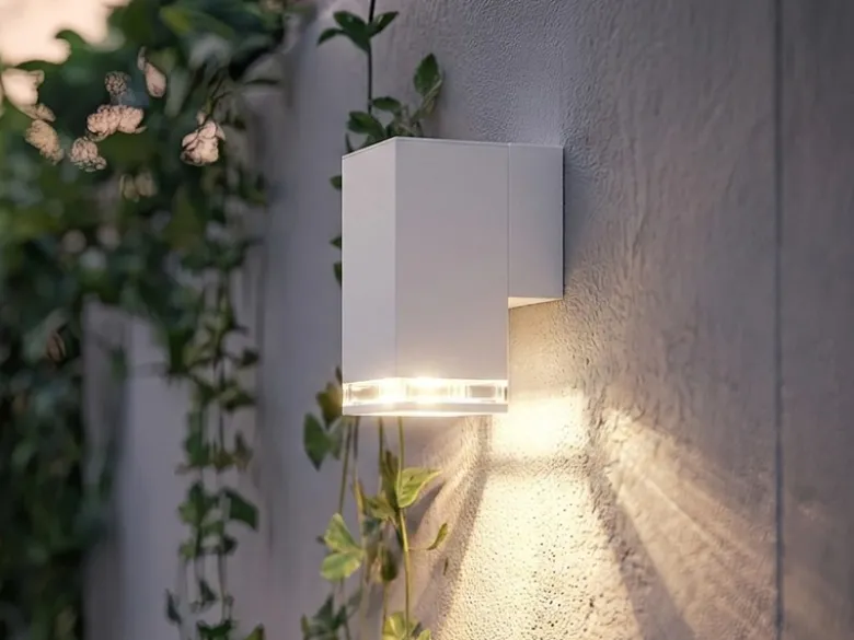 ALU Außenwandleuchte POLLUX Down Light Weiß Effektstreifen IP44, Höhe 16,5cm
