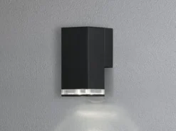 ALU Außenwandleuchte POLLUX Down Light Schwarz Effektstreifen IP44, Höhe 16,5cm