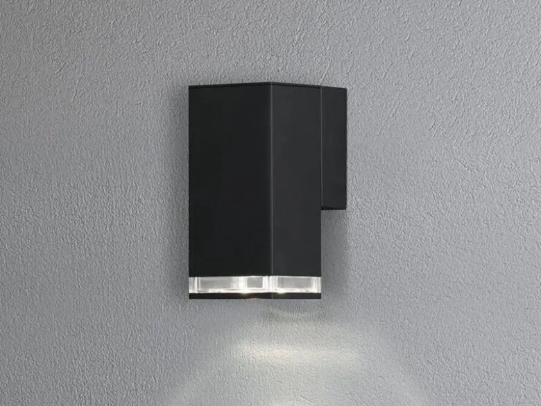 ALU Außenwandleuchte POLLUX Down Light Schwarz Effektstreifen IP44, Höhe 16,5cm