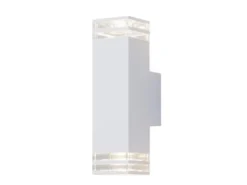 ALU Außenwandleuchte POLLUX Up and Down Weiß Effektstreifen IP44, Höhe27,5cm