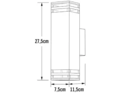 ALU Außenwandleuchte POLLUX Up and Down Weiß Effektstreifen IP44, Höhe27,5cm