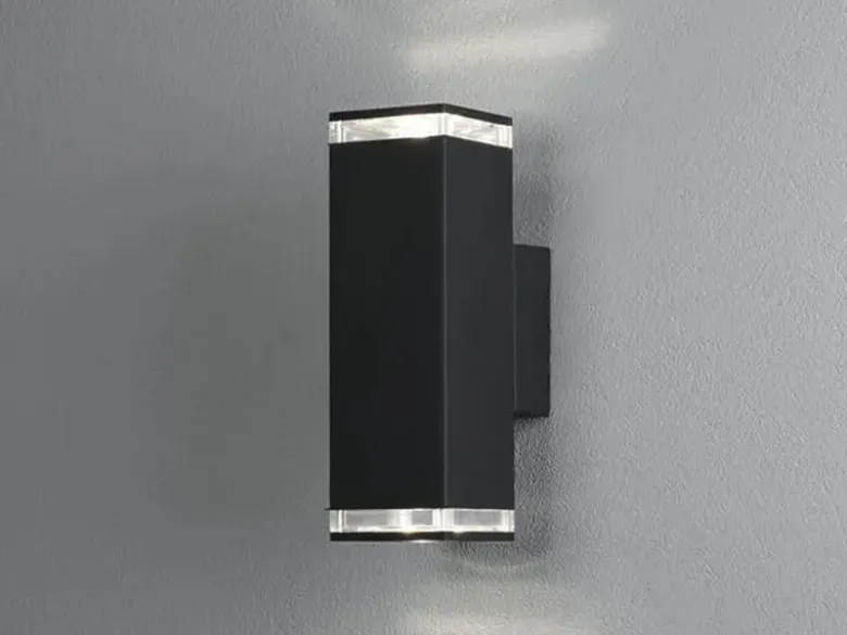 ALU Außenwandleuchte POLLUX Up and Down Schwarz Effektstreifen IP44, Höhe23,5cm