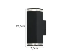ALU Außenwandleuchte POLLUX Up and Down Schwarz Effektstreifen IP44, Höhe23,5cm