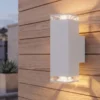 ALU Außenwandleuchte POLLUX Up and Down Weiß Effektstreifen IP44, Höhe 23,5cm