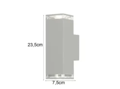 ALU Außenwandleuchte POLLUX Up and Down Weiß Effektstreifen IP44, Höhe 23,5cm