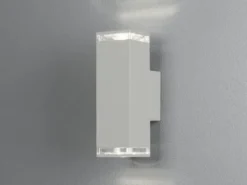 ALU Außenwandleuchte POLLUX Up and Down Weiß Effektstreifen IP44, Höhe 23,5cm